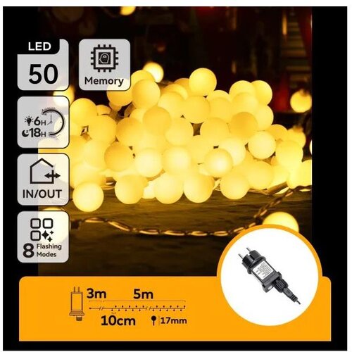 Aigostar LED spolja&scaron;nji dekorativni lanac 50xLED/3,6W/230V/8 funkcija 5m IP44 topla bela Cene