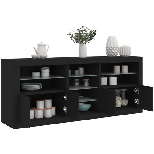 The Living Store Komoda z LED lučkami črna 162x37x67 cm - Komoda, (21836135) Cene