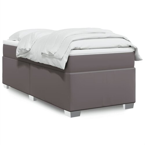vidaXL Box spring postelja z vzmetnico siva 90x190 cm umetno usnje Cene