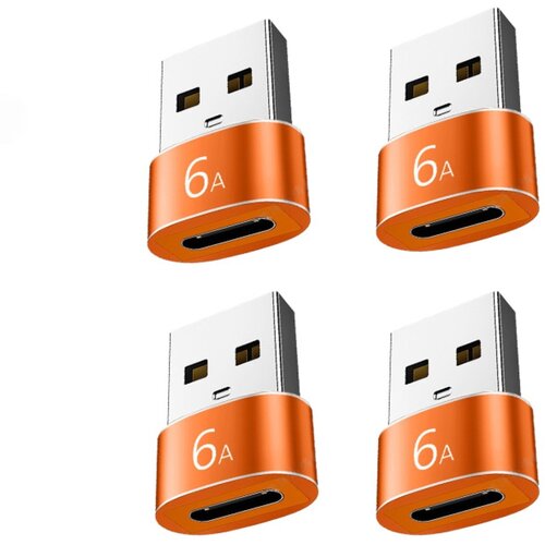 INF Type-C v USB-A ženski adapter 4-delni (oranžen) &amp;mdash; 6A PD, (5000277094) Slike