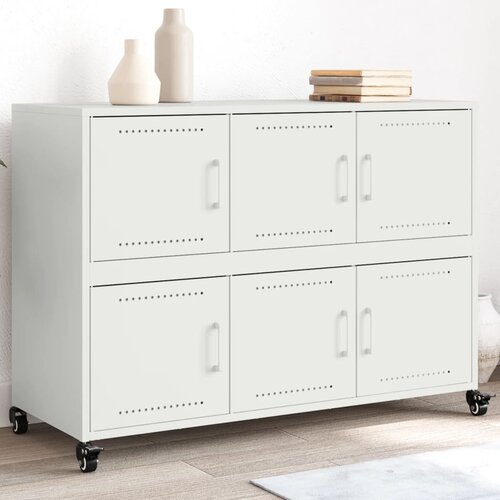 vidaXL Komoda bela 100,5x39x72 cm hladno valjano jeklo Cene