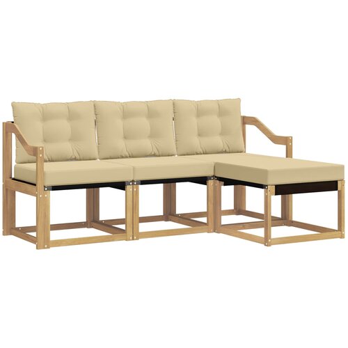 vidaXL Zunanja garnitura za sedenje z blazino 4 pcs Bela in bež, (5000279643) Cene