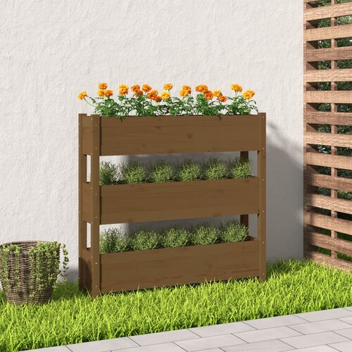vidaXL Visoka greda medeno rjava 112x25x104,5 cm trdna borovina Cene