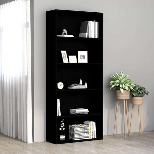 vidaXL Ormarić za knjige s 5 razina crni 80 x 30 x 189 cm od iverice Cene