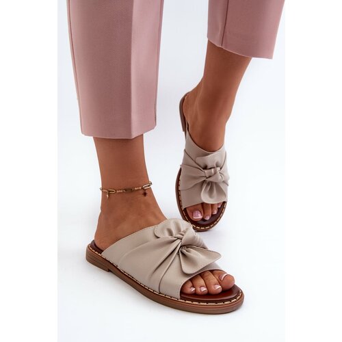 Kesi Women's flat heel slippers Beige Nelvira Slike