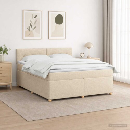  Boxspring krevet s madracem Krem 180 x 200 cm Tkanina Cijene