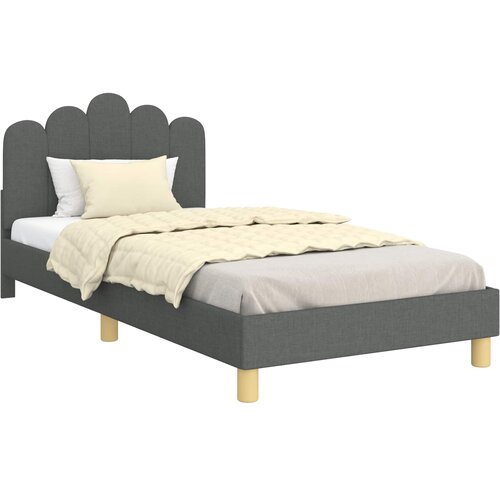  Krevet za djecu s uzglavljem Tamnosiva 90 x 190 cm Tkanina Slike