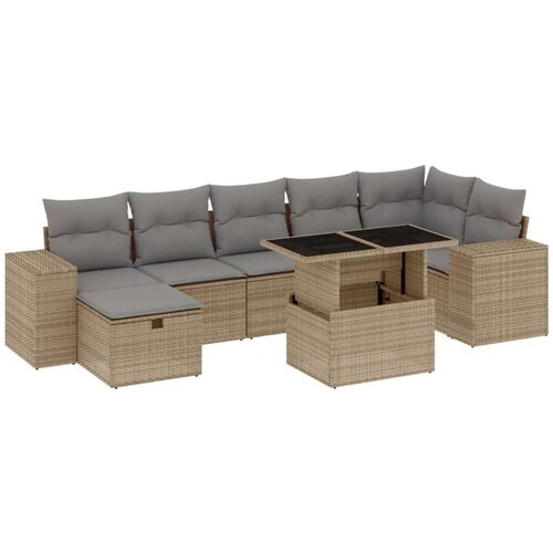 VidaXL 8-dijelni set vrtnih sofa od poliratana s jastucima bež Slike