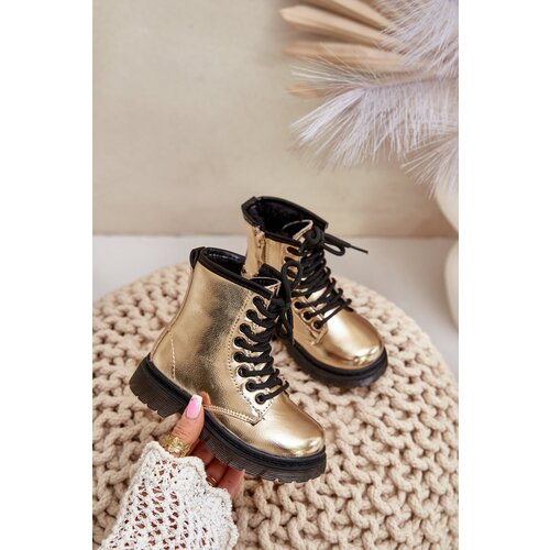 FR1 Insulated Girls Patent Boots With Zipper Gold Novita Cene