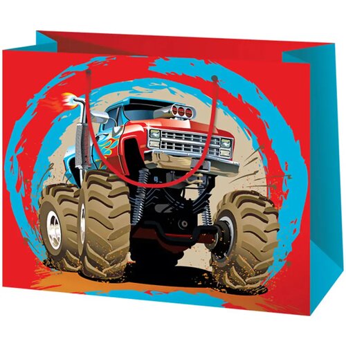 Cardex Cardex: Velika darilna vrečka z motivom Monster Truck avtomobila, 26,7x13,7x33 cm Slike
