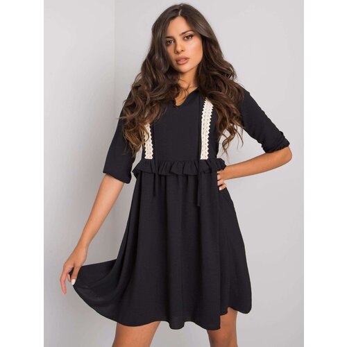 Fashion Hunters Black dress with viscose Crystal RUE PARIS Cene
