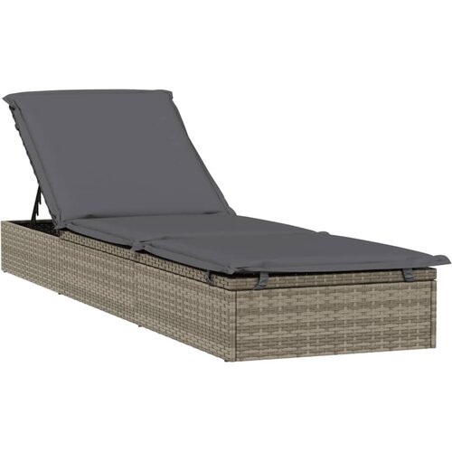 Maison Chic Ležalnik - Sončna ležalnik 1 kos z blazino siv 201x55x62 cm poli ratan, (22042667) Cene