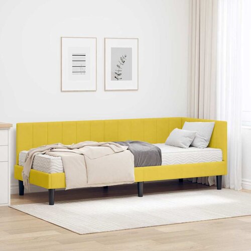 vidaXL Kutni okvir kreveta s madracem Žuta 80 x 200 cm Baršun Cene