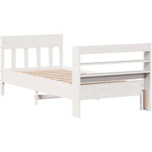 VidaXL Okvir kreveta bez madraca bijeli 75 x 190 cm masivna borovina Slike