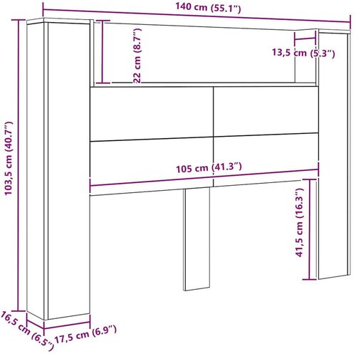  Uzglavlje Crni hrast 140 x 17 x 104 5 cm Konstruirano drvo Slike