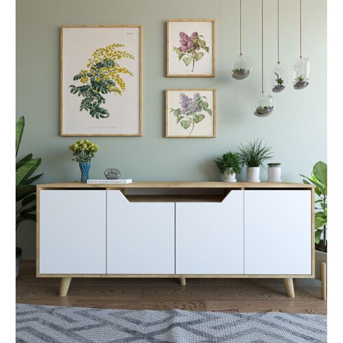Hanah home komoda Roma 180, 180 cm, hrast Sapphire / bela Cene