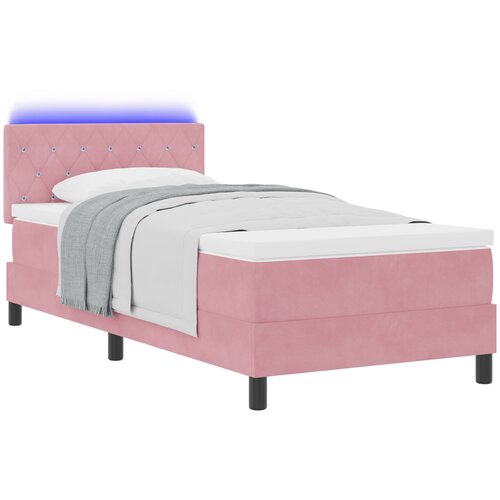 vidaXL Box Spring Postelja z Mattresom in LED Roza 90x200 cm Žamet Cene