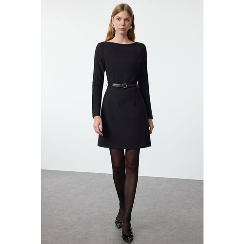 Trendyol Black Belted A-Line Mini Woven Dress Slike