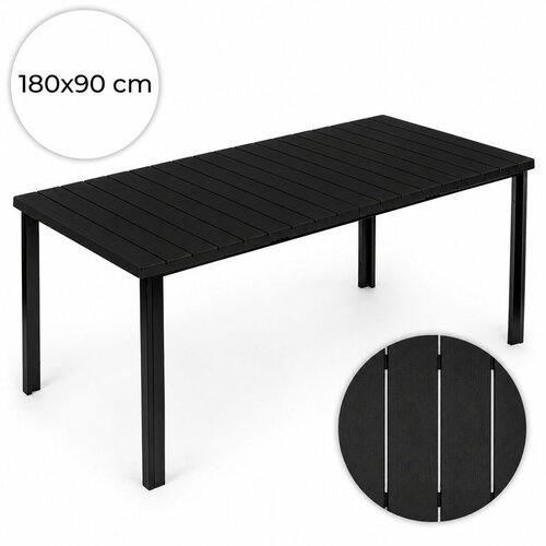 Multi Garden veliki vrtni stol za 8 osoba 180&amp;times;90 cm za terasu i vrt &amp;ndash; crni Slike