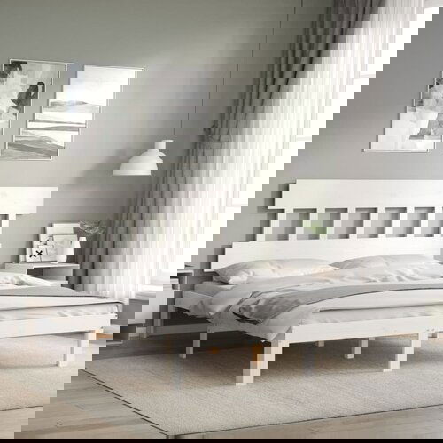 VidaXL Posteljni okvir z vzglavjem bel 160x200 cm trden les Slike