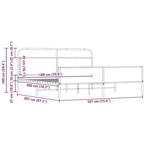 VidaXL metalni okvir kreveta bez madraca boja hrasta sonome 180x200 cm Slike