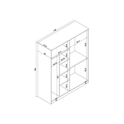 Hanah home Ormar Kardelen 1600-114, 140x180x51.8 cm, , Smeđa Slike