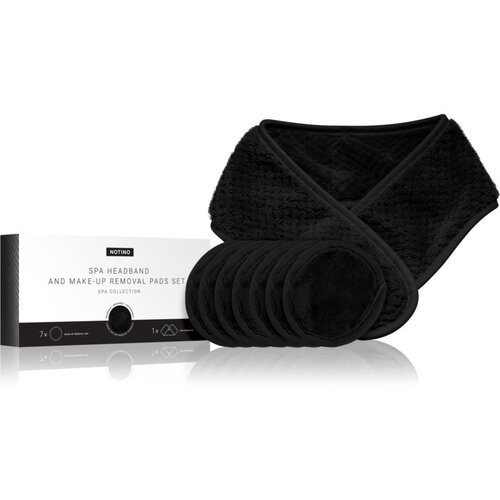 Notino Spa Collection Spa headband and make-up removal pads set set za odstranjevanje ličil s spa naglavnim trakom Black 7 kos Cene