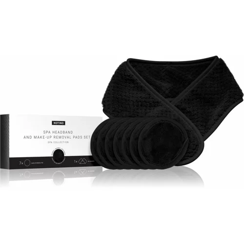 Notino Spa Collection Spa headband and make-up removal pads set set za odstranjevanje ličil s spa naglavnim trakom Black 7 kos