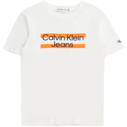 Calvin Klein Jeans Majica oranžna / črna / bela