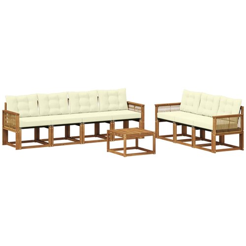 vidaXL Zunanja garnitura za sedenje z blazino 8 pcs Naravna in smetana, (5000273320) Cene
