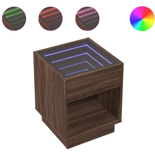Maison Chic Klubska mizica - kavna mizica - Nizka mizica z neskončnimi LED rjavi hrast 40x40x50 cm, (21752099) Slike