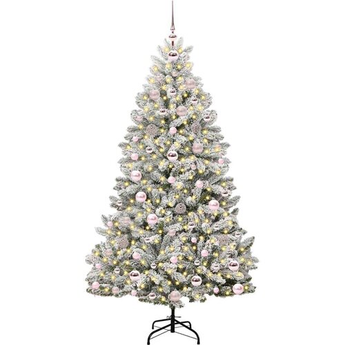 VidaXL Umjetno božićno drvce Zelena i bijela 180 cm PVC i metal Slike