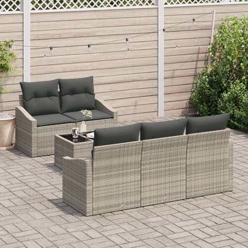  Set od 6 vrtnih sofas s jastučićima svjetlosiva ratan Slike