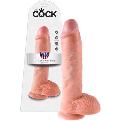 King Cock 10 testisa veliki dildo (25 cm) - prirodan Slike