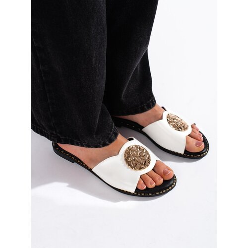 GOODIN Elegant white women's flip-flops Cene