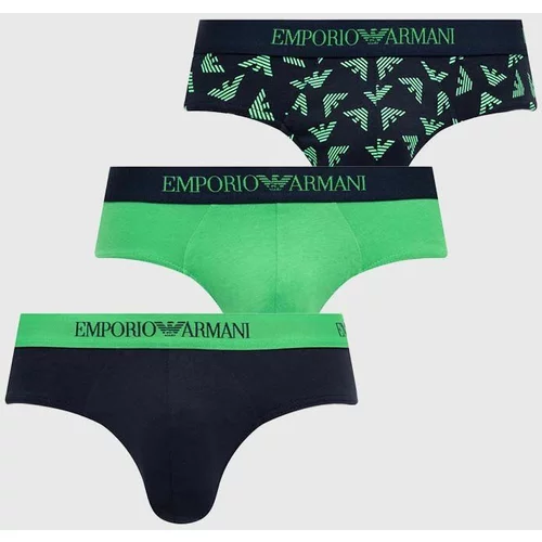 Emporio Armani Underwear Bombažne spodnjice 3-pack zelena barva