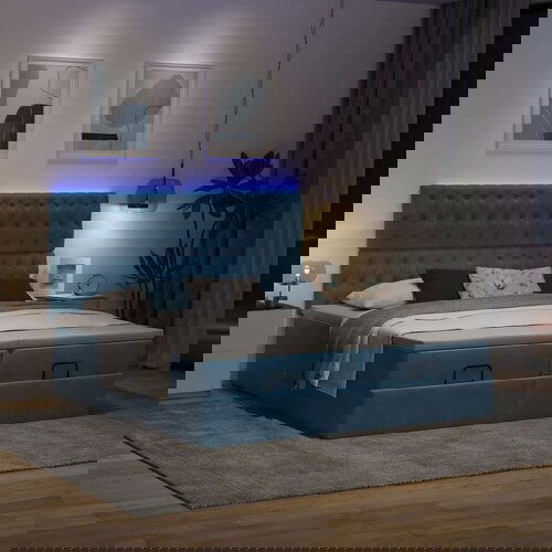  Otomanski posteljni okvir z vzmetnicami moder 160x200 cm žamet, (21653409) Cene