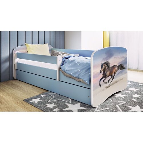  Drveni dječji krevet KONJ s ladicom - 160x80 cm plavi Cijene