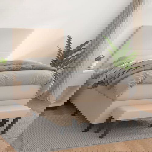 VidaXL Box spring postelja z vzmetnico kapučino 90x200 cm umetno usnje Slike