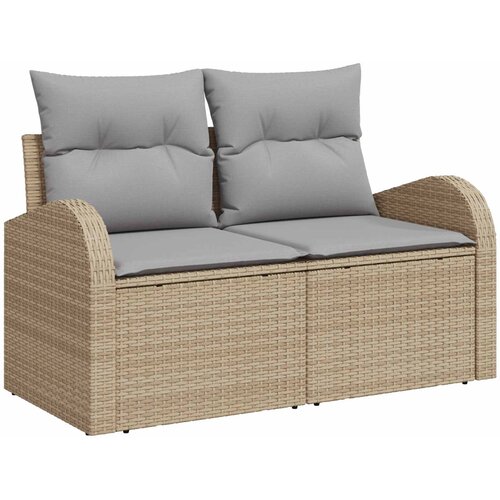  Set sofe 6 kom. Bež i svijetlo siva Poli Rattan i čelik Slike