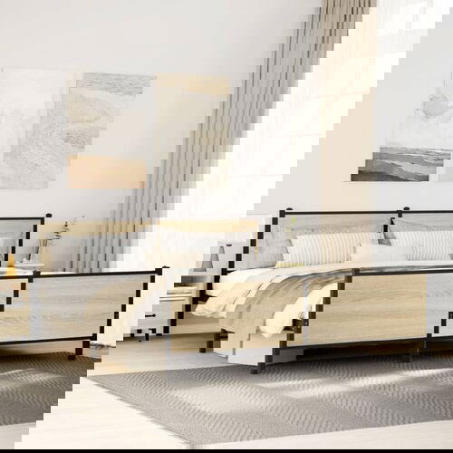VidaXL Metalni okvir kreveta bez madraca boja hrasta sonome 180x200 cm Slike