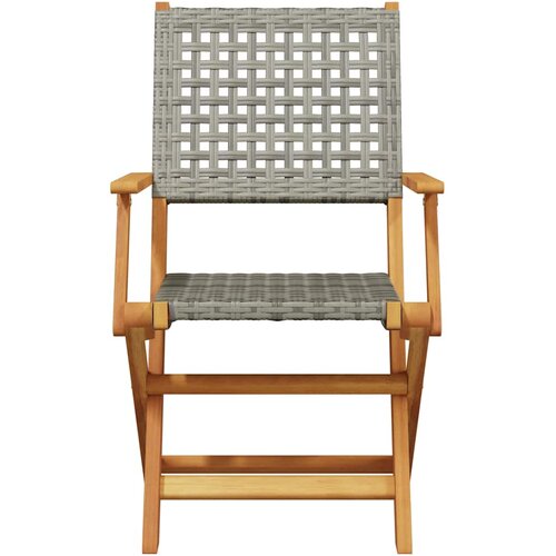  3-dijelni bistro set od poliratana i masivnog drva sivi Siva 60 x 75 cm Slike