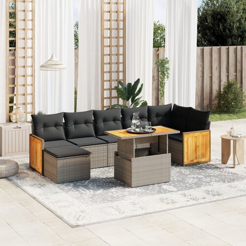 vidaXL 8-dijelni set vrtnih sofa od poliratana s jastucima sivi Cene
