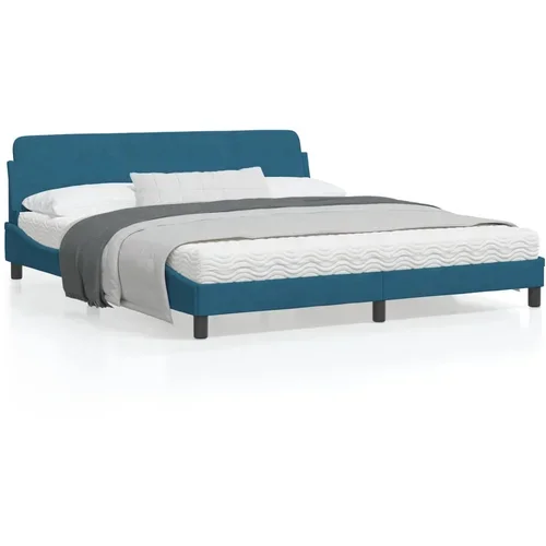  Okvir za krevet s uzglavljem plavi 180x200 cm baršunasti