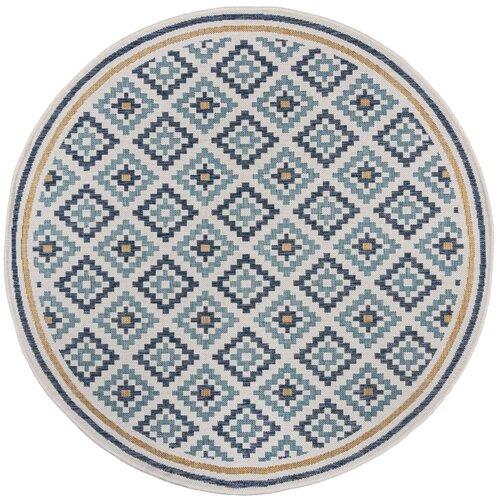 Flair Rugs Žuti /plavi okrugao unutarnji i vanjski tepih &amp;oslash; 160 cm Zia Trellis &amp;ndash; Slike