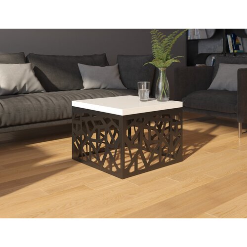 ADRK Moderna kvadratna kavna mizica TACHTA 60x60 - BELA (VISOKI SIJAJ)-�RNA MAT Cene