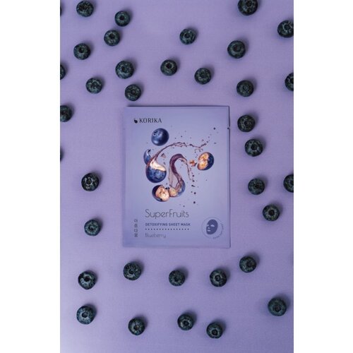 KORIKA SuperFruits Blueberry - Set of 5 Detoxifying Face Sheet Masks set mask za obraz po znižani ceni Blueberry (z razstrupljevalnim učinkom) Slike