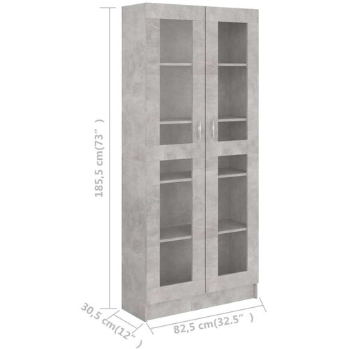 VidaXL Vitrina siva boja betona 82,5 x 30,5 x 185,5 cm od iverice Slike