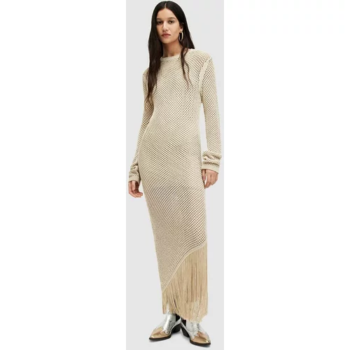 AllSaints Obleka JESSE DRESS rjava barva, WD596Z