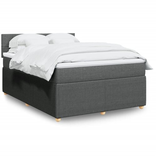 vidaXL Box spring postelja z vzmetnico temno siva 160x200 cm blago Cene
